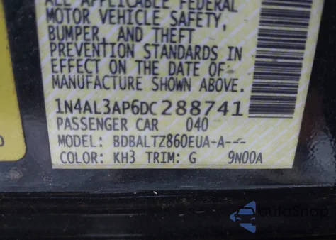 2013 Nissan Altima 2.5 Sv z USA, uszkodzony, nr VIN 1N4AL3AP6DC288741